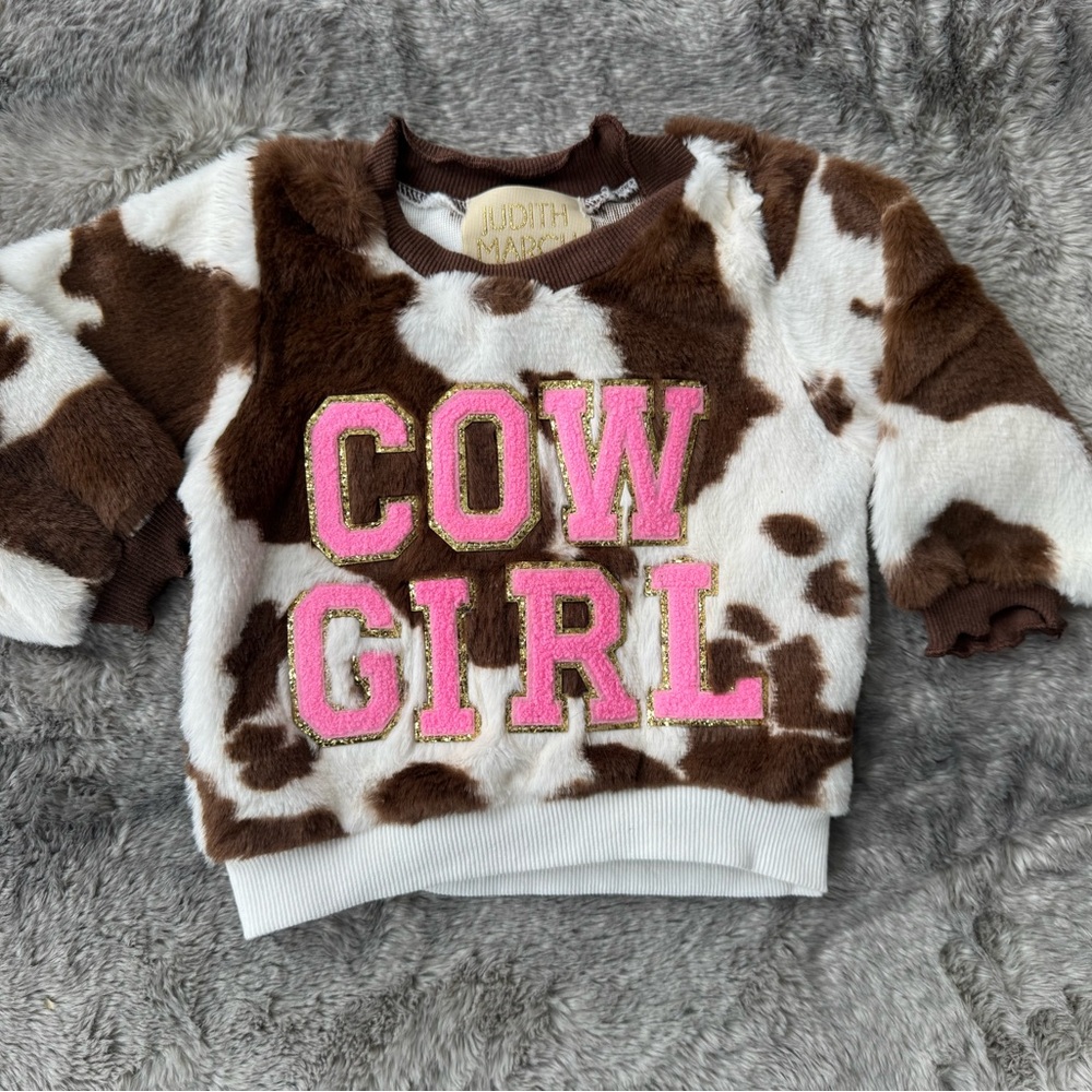 Judith March fuzzy cowgirl crewneck sweatshirt